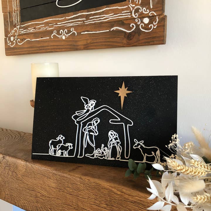 Nativity sketch sign for wholesale by Birch and tides