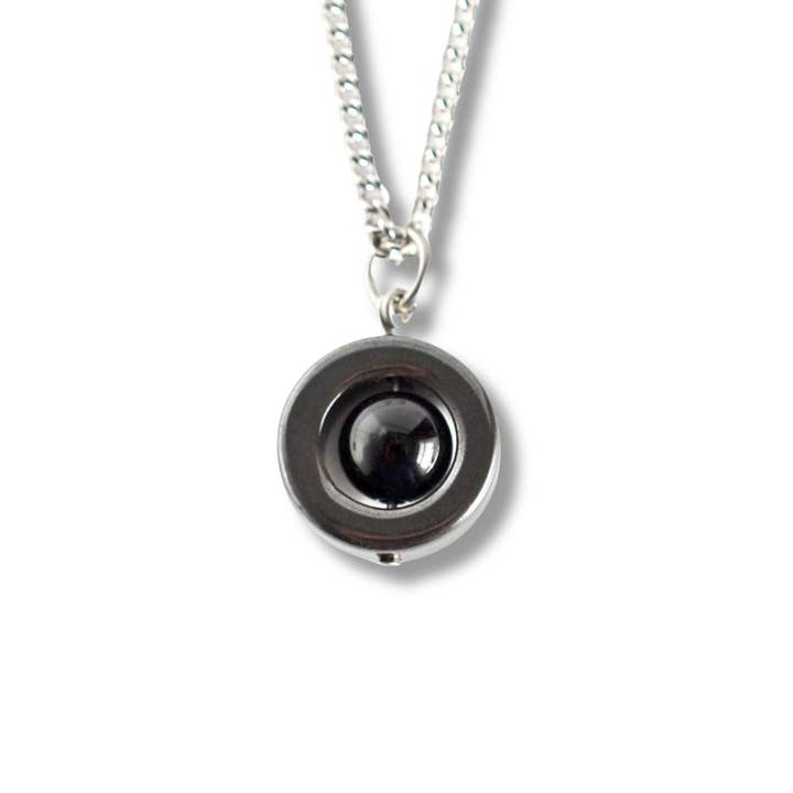 Onyx Gemstone Spinner Necklace, Calming Hypoallergenic Fidget Jewellery For Women for wholesale by Little Gems Jewels