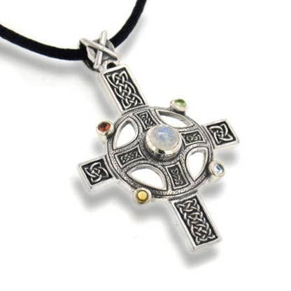 Divine Sunwheel Cross Sterling Silver Pendant Necklace for wholesale by Silver Insanity