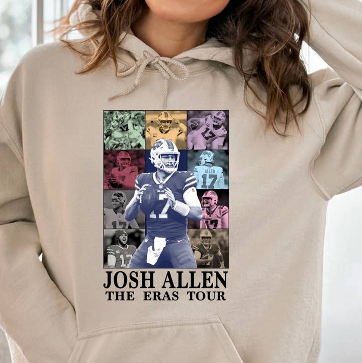 Uncommon Label - Wholesale Hoodie - Women's - Josh Allen Eras Tour Buffalo Bills Adult Graphic Hoodie0