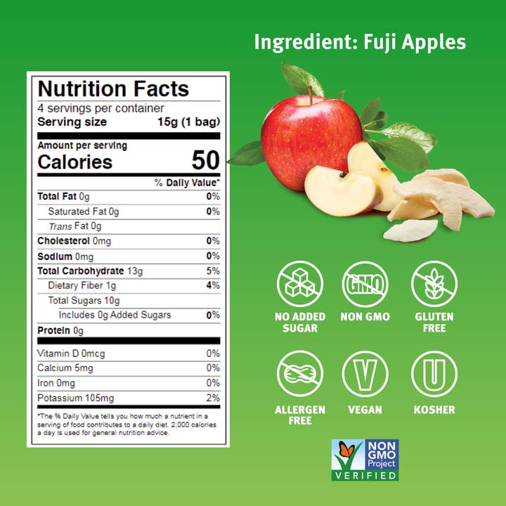 Crispy Green - Wholesale Dried/Dehydrated Fruit - Freeze Dried Apple 15g, Single3