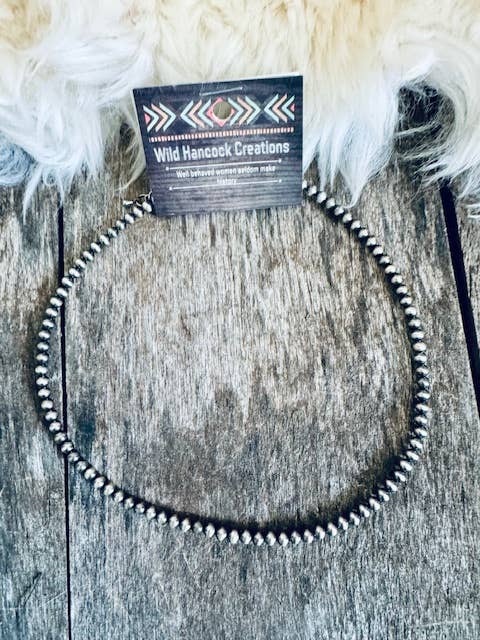 Wild Hancock Creations - Vente Collier ras-de-cou - Collier ras du cou perles Navajo 4 mm / Collier ras du cou Navajo / Collier ras du cou en argent sterling4