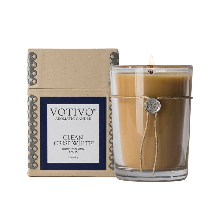 Votivo - Wholesale Jar/Filled Candle - Clean Crisp White 6.8 oz Aromatic Candle