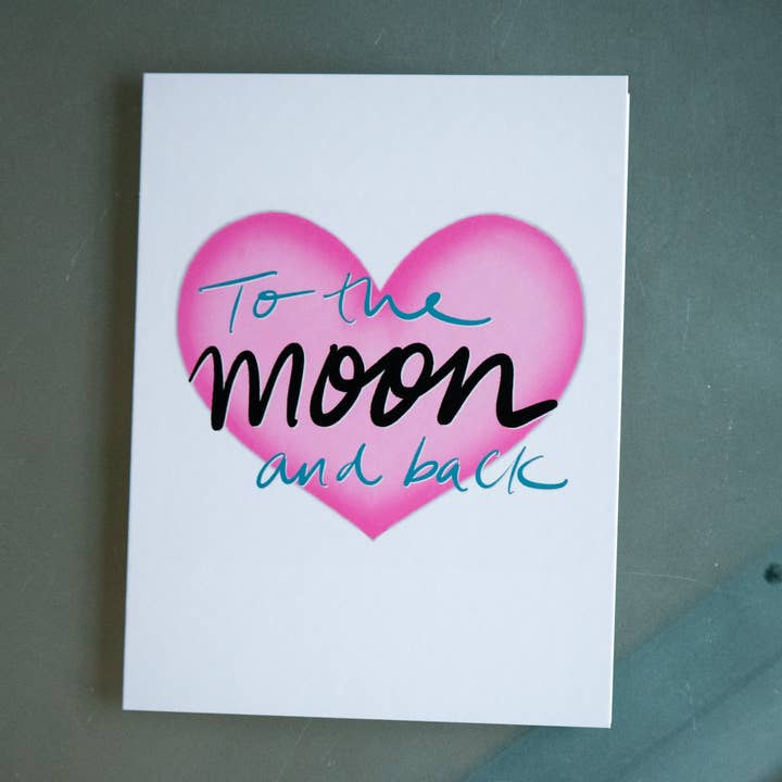 Love to the Moon and Back Greeting Card for wholesale by Roam Wild Designs