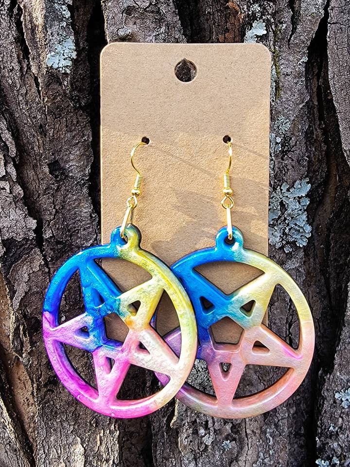 Multicolored Pentacle Dangle Earrings for wholesale by Loving Appalachia Inc