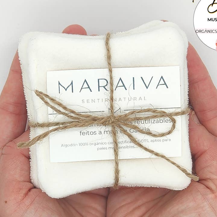 Pack of reusable makeup remover discs (4 units) for wholesale by MARAIVA SENTIR NATURAL