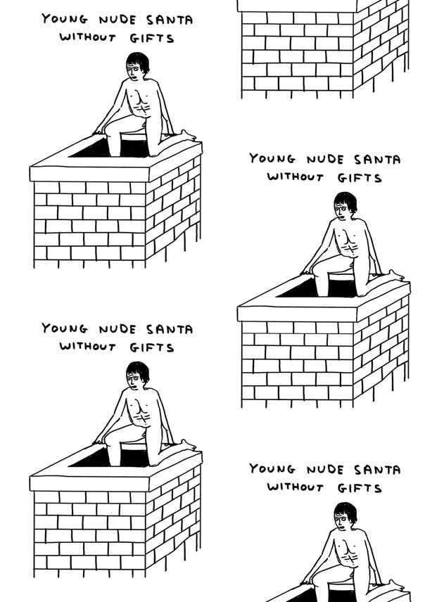 David Shrigley x Brainbox Candy – wholesale Omslagspapper – Roligt julpapper - Naken tomte - Förpackning med 2 vikta ark1