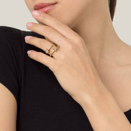 Gloria Mago - Wholesale Band/Stacked Ring - Adjustable golden zamak brass star ring1