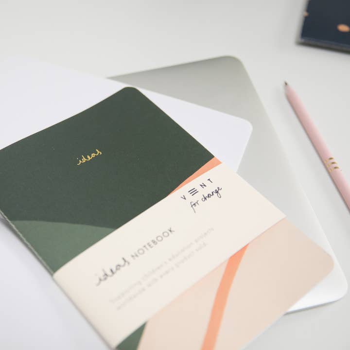 VENT for Change - Wholesale Notebook - Notebook A5 Recycled & Sustainable Lined Paper Ideas - Green