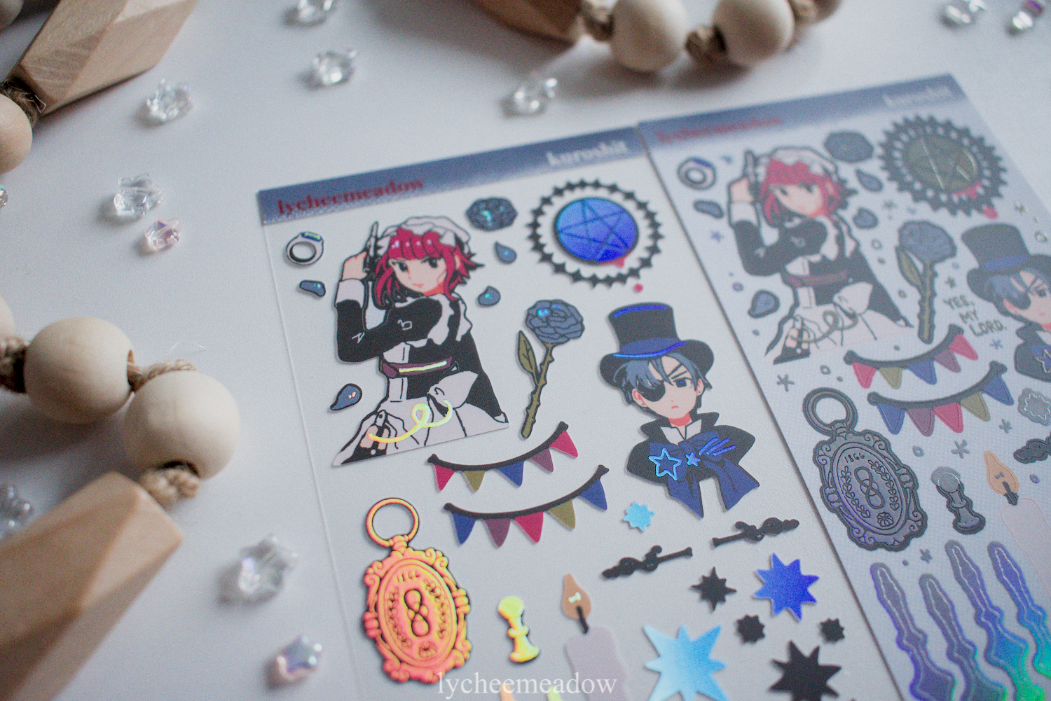 Lycheemeadow - Wholesale Sticker - Kuroshit Holographic Sticker Sheet2