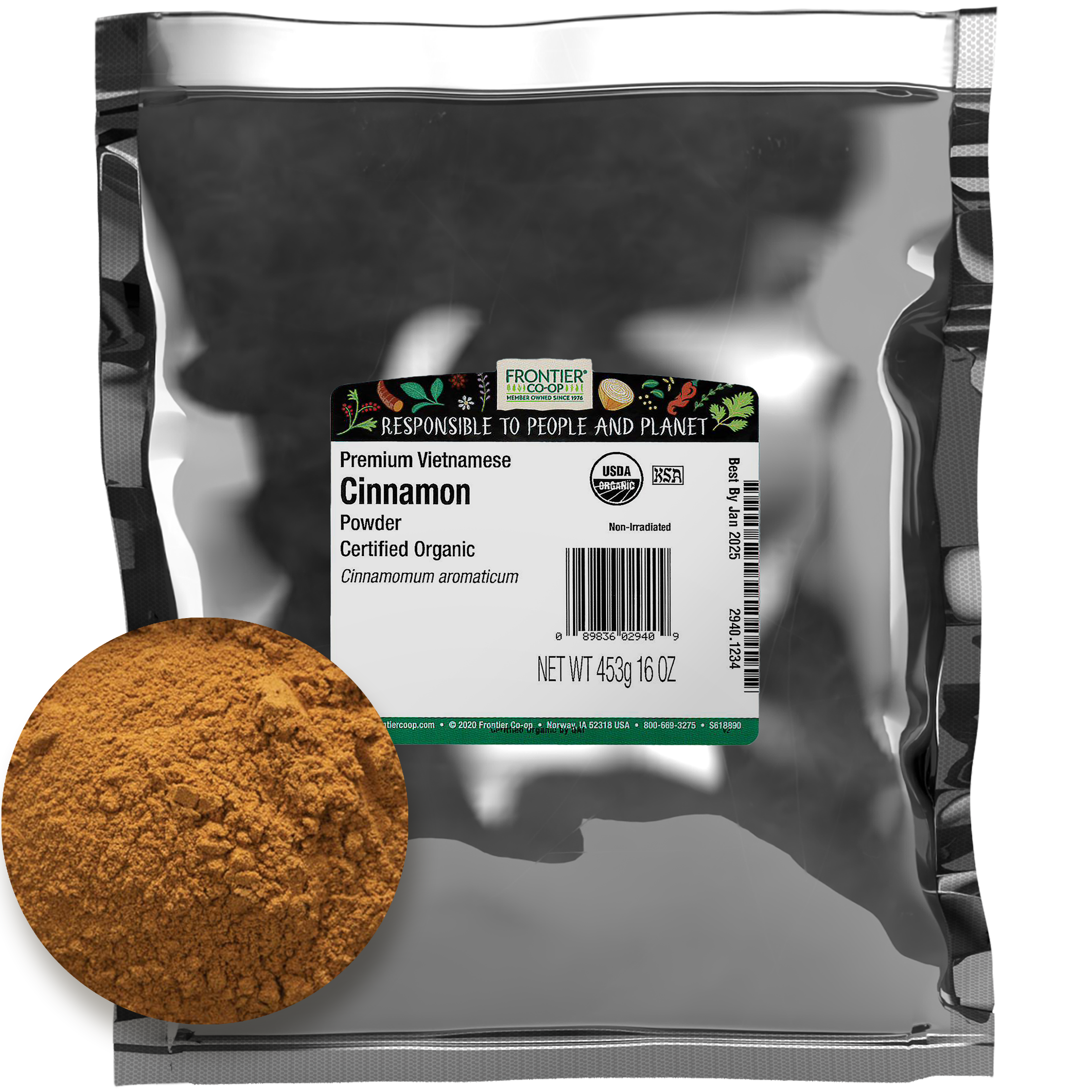 Frontier Co-op - Wholesale Dried Spice - Organic Vietnamese Cinnamon Powder, Kosher, Non GMO, 1 lb1