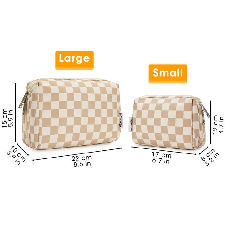 wandf - Wholesale Makeup/Cosmetic Bag - Checkered Makeup Bag Travel Cosmetic Bag Organizer Toiletry