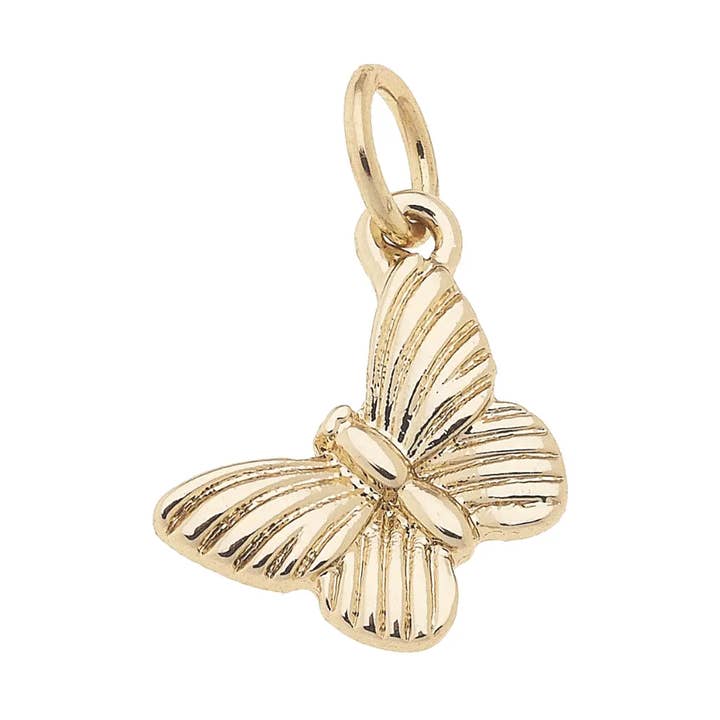 Leaning Butterfly Charm in Shiny Gold for wholesale by Canvas Style