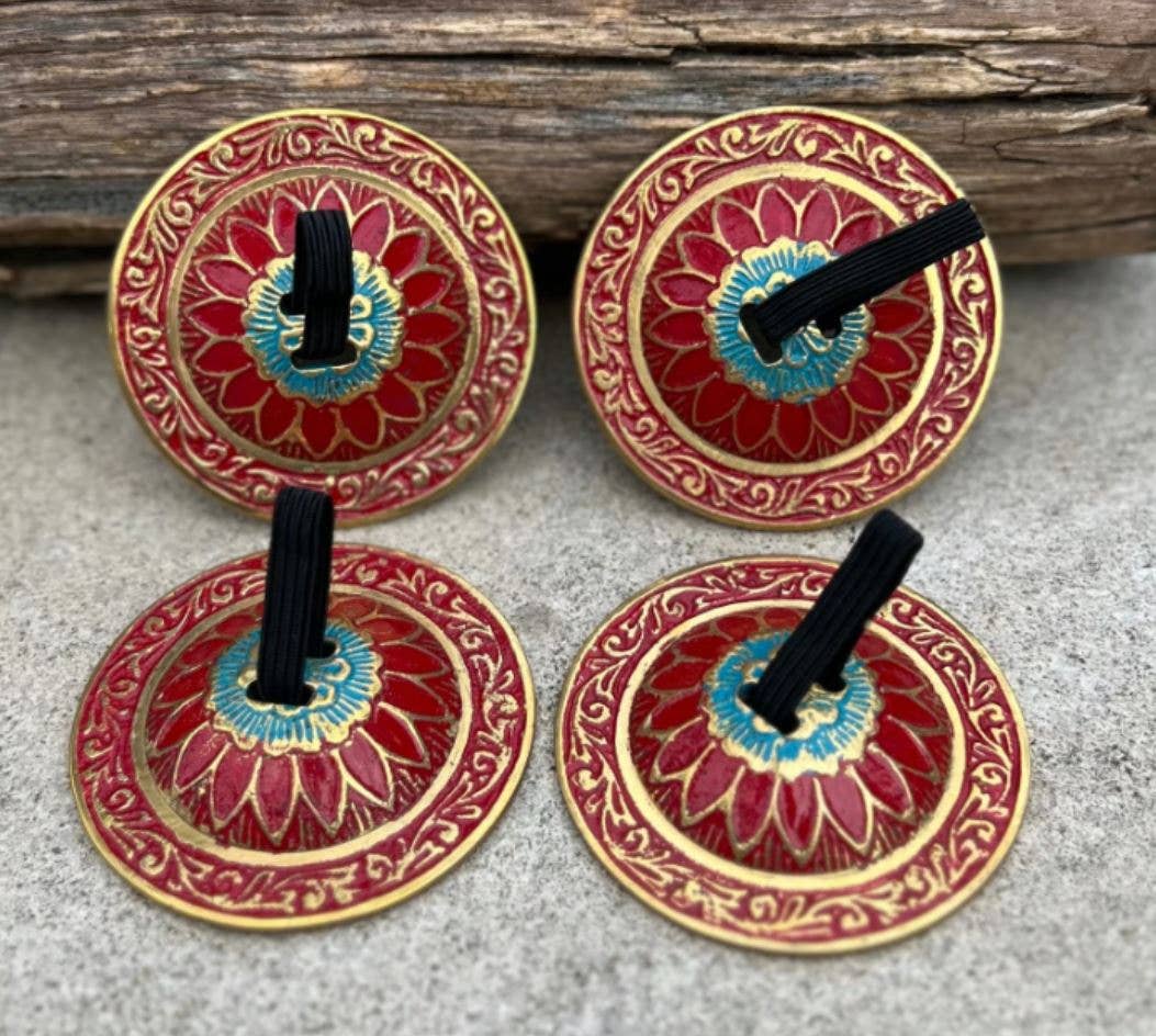 Lungta Imports - Vendita all'ingrosso Strumenti musicali - 2 paia di piatti da dito in ottone a forma di fiore di loto Zills per pancia 12