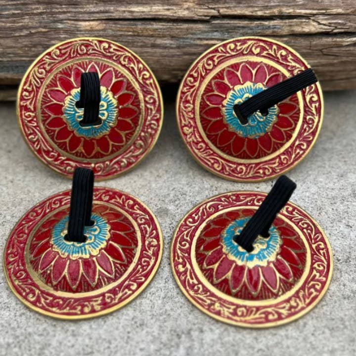 Lungta Imports - Vendita all'ingrosso Strumenti musicali - 2 paia di piatti da dito in ottone a forma di fiore di loto Zills per pancia 12