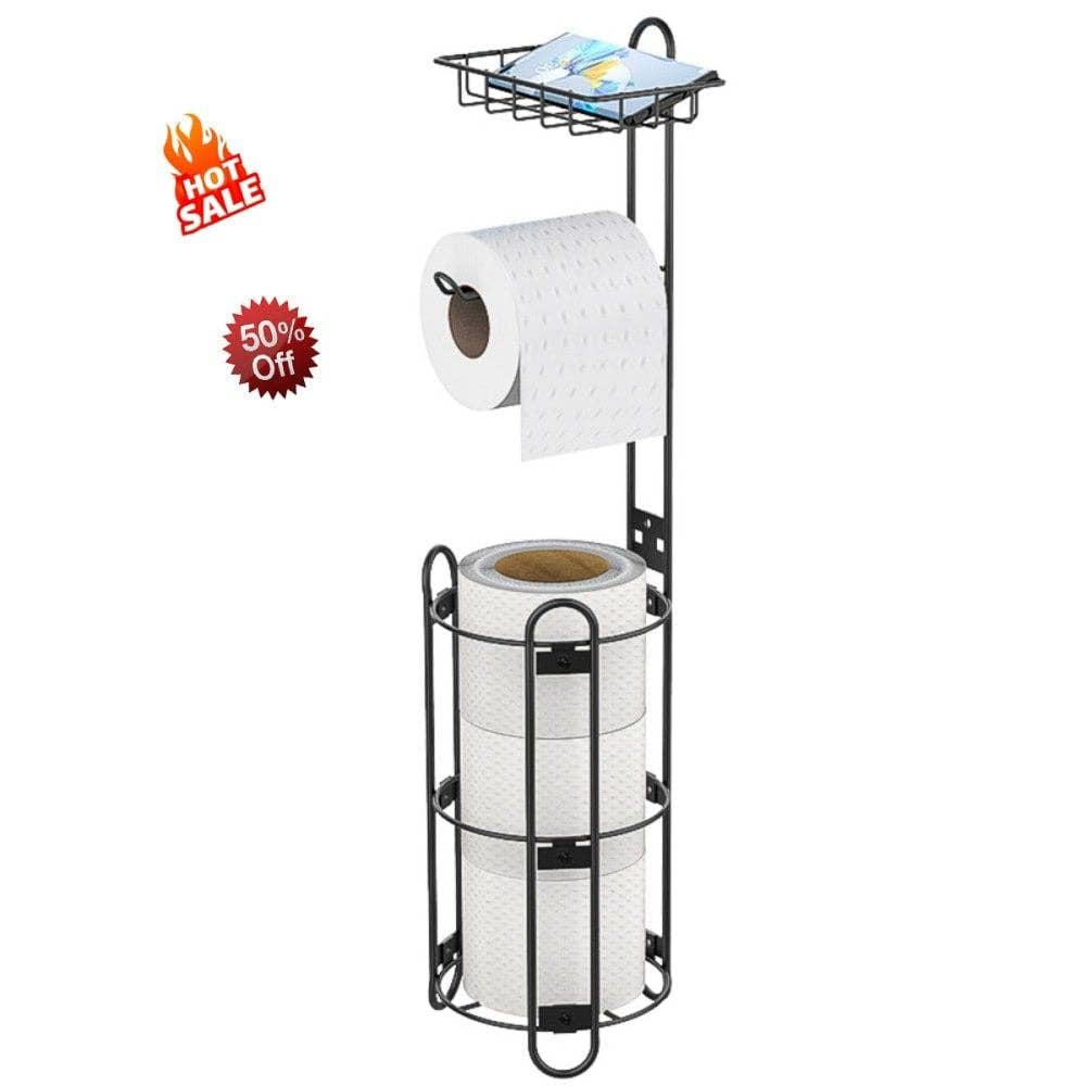 Naomi's Happy Place Shop - Wholesale Toilet Paper Holder - Toilet Paper Holder Stand, Black toilet Paper Holder Stand Stainless Steel Rustproof Tissue Roll Holder Floor Stand Storage for Bathroom0