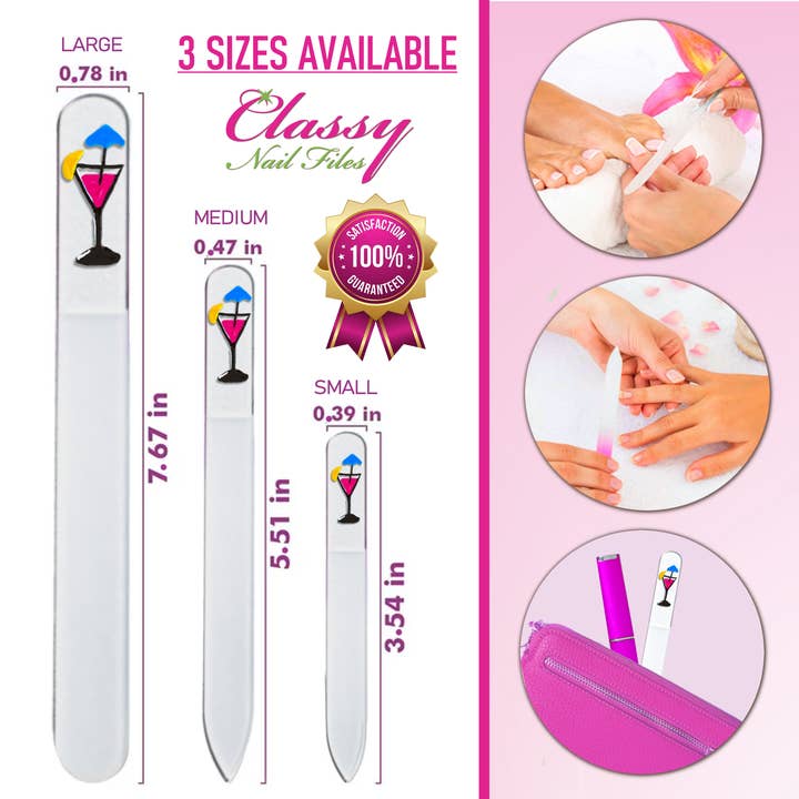 Classy Nail Files - Wholesale Nail File - Party Drink Special Occasion Hand Painted Crystal Nail File