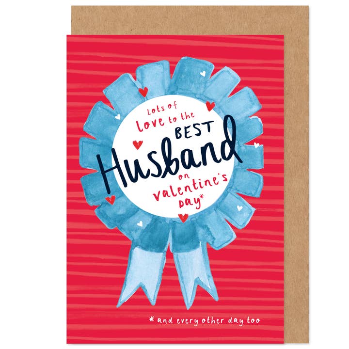 Husband Rosette Valentine's Card for wholesale by Bow & Bell