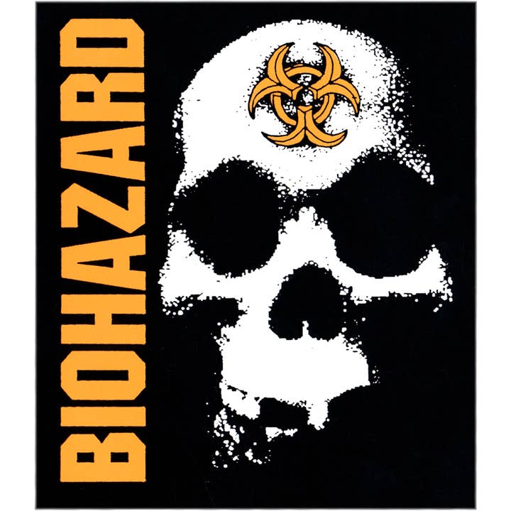 Klistermærke - Biologisk fare - Logo med kranium - Vintage 90'erne for engroshandel hos Square Deal Recordings & Supplies