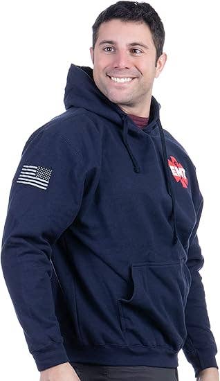 Navy EMT | First Responder Long Sleeve Fleece Hoodie Sweatshirt for wholesale on Faire2