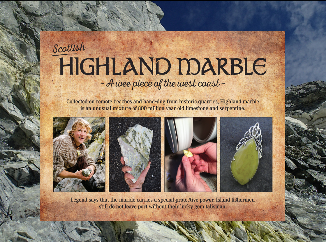 Two Skies Scotland – wholesale Pendant/charm necklace – Scottish Highland Marble Sterling Silver Thistle Pendant7