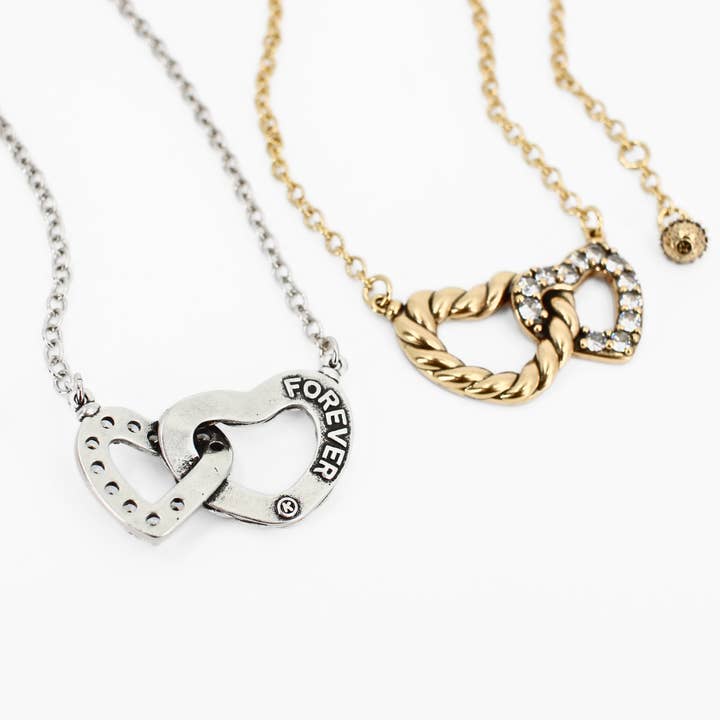 Love Forever Interlocking Hearts Adjustable Chain Necklace for wholesale by Katia Designs