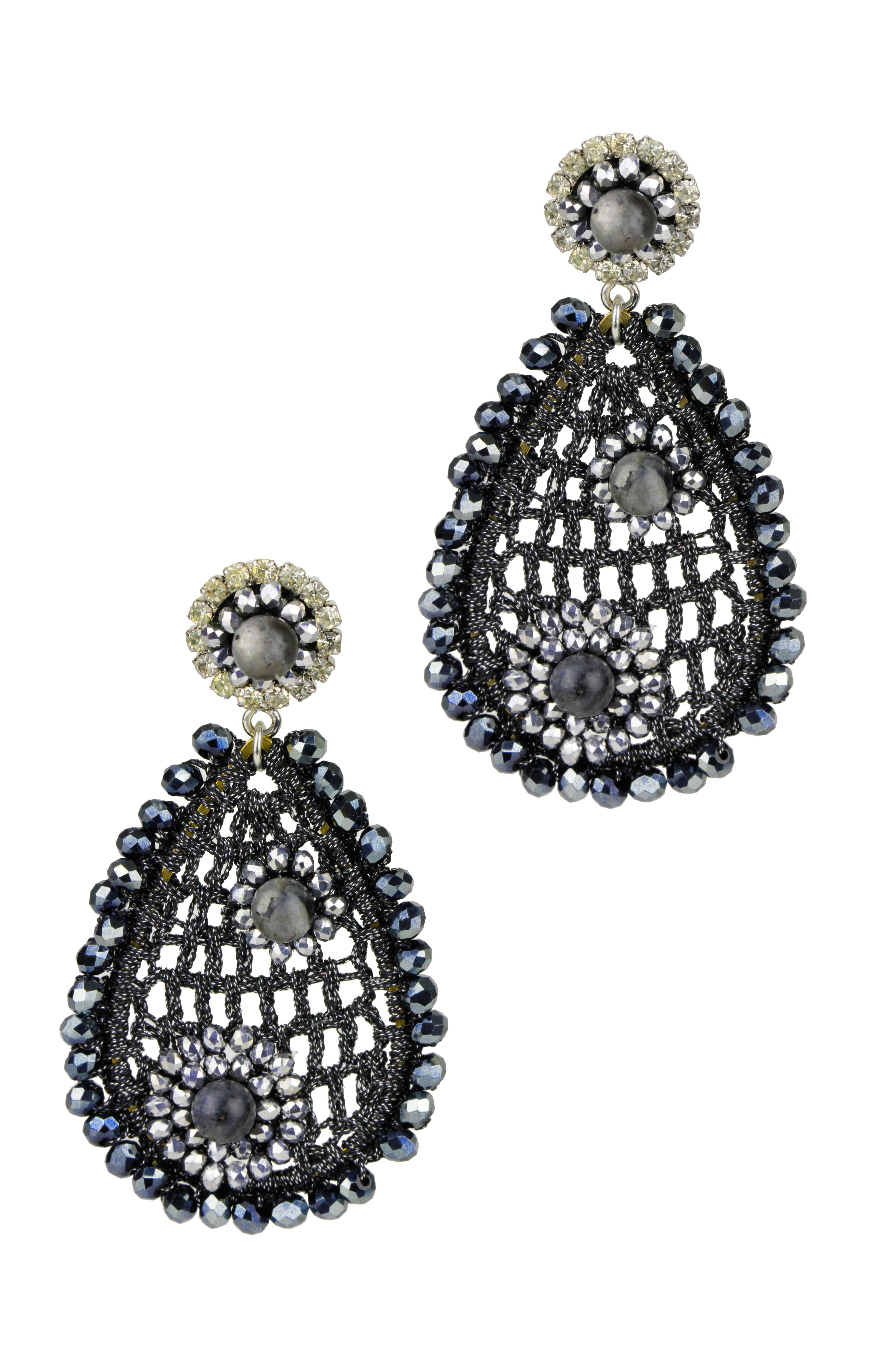 SAACHI - Wholesale Dangle Earrings - Crochet Jasmine Sparking Crystal Gold Drop Earring4