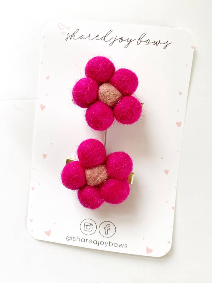 Summer Felt Floral Hair Clips for wholesale by Shared Joy Bows