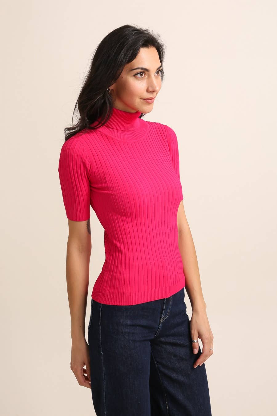 CHOKLATE PARIS – wholesale Stickad topp - Dam – Kortärmad polotröja i ribbstickning - 0512114