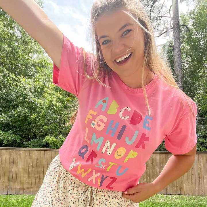 Alphabet - Callie Tee - Pink for wholesale by Callie Danielle
