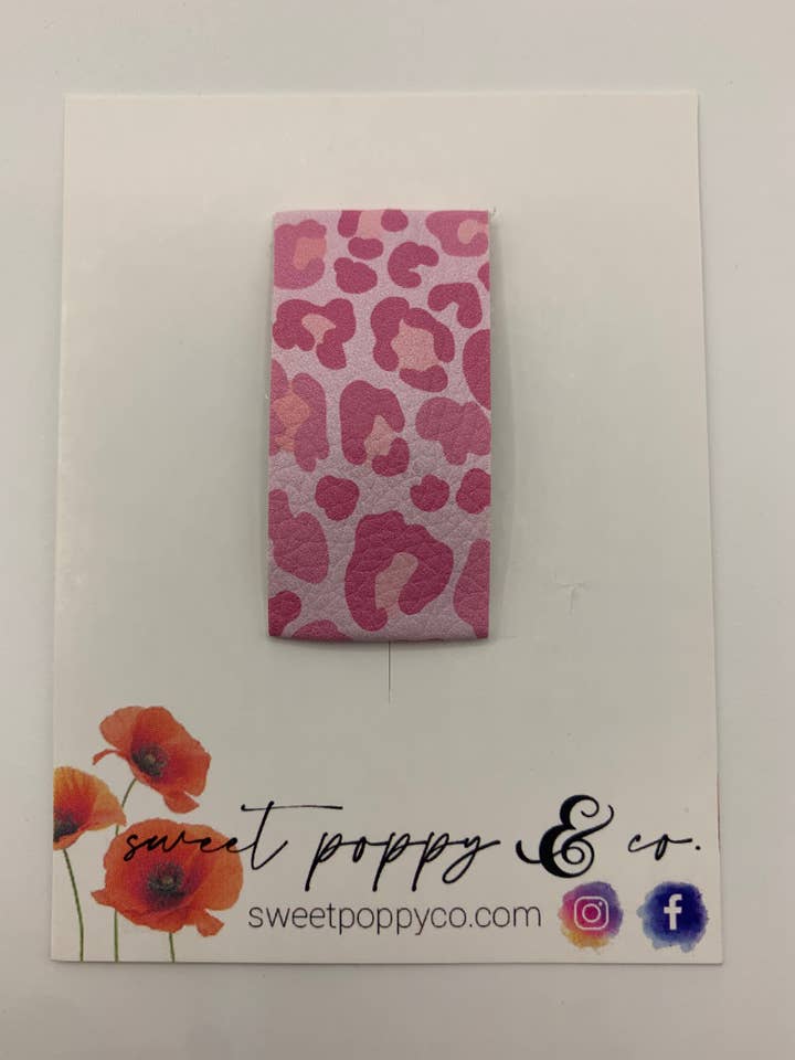 Pink cheetah snap clip for wholesale by Sweet Poppy & Co.