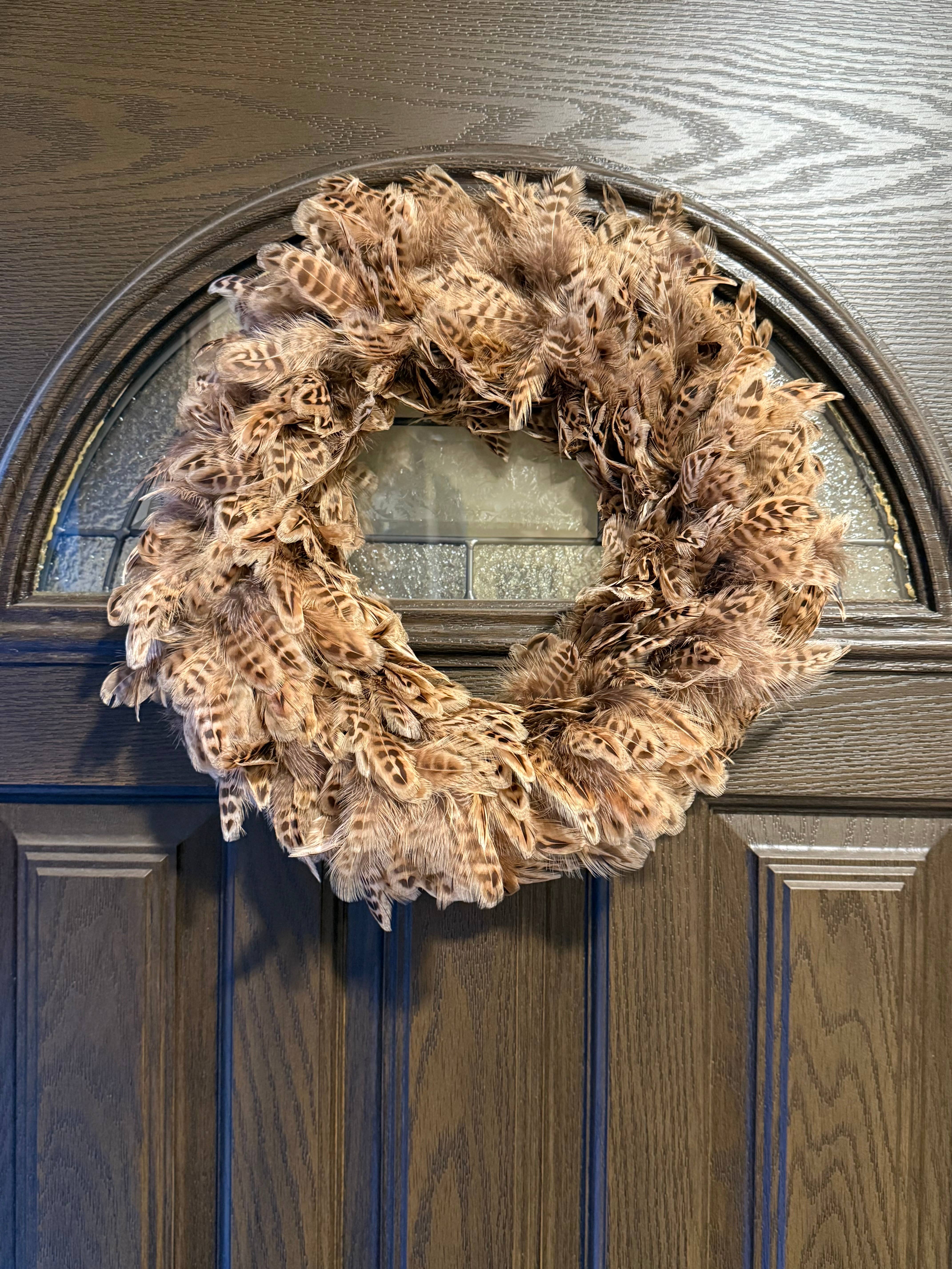 Zucker Feather Products - Wholesale Wreath - Pheasant Feather Wreath on wire Frame - Natural