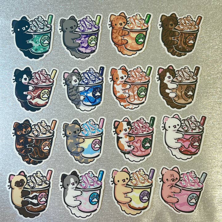 Kitty Frappe ~ Stickers for wholesale by Woolblossom