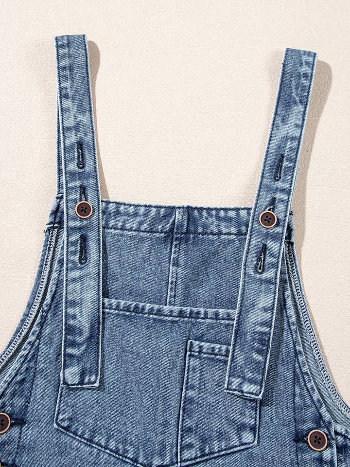 LALA LOO - Wholesale Overalls - Women's - Denim Bib Pocket Wide Leg Overall7