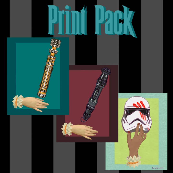 Space Heroes Victorian Style star wars Postcard Art Print Pack (Set of 3) Art Print for wholesale by Fiat Lux Illustration