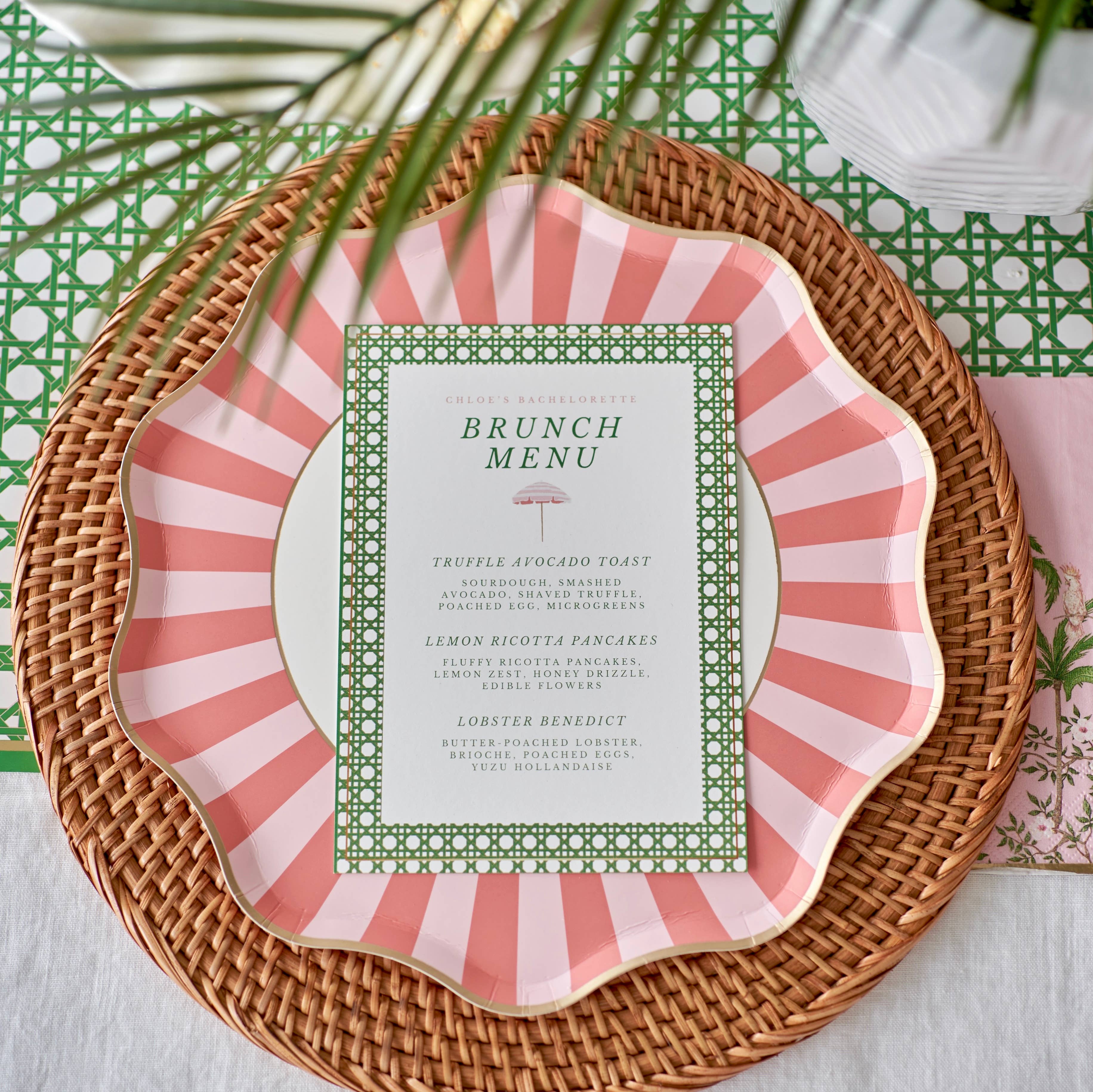 Harlow & Grey - Wholesale Disposable Plate - Palm Beach - Pink & Green Large Paper Plates4