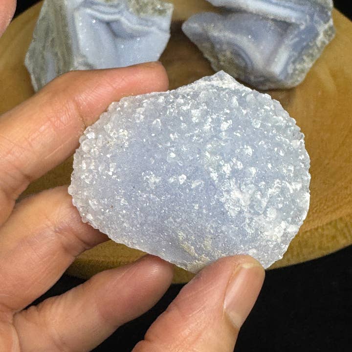 The 7 Directions - Wholesale Spiritual Stone/Crystal - 3 pc sparkly blue lace agate druzy specimen F938