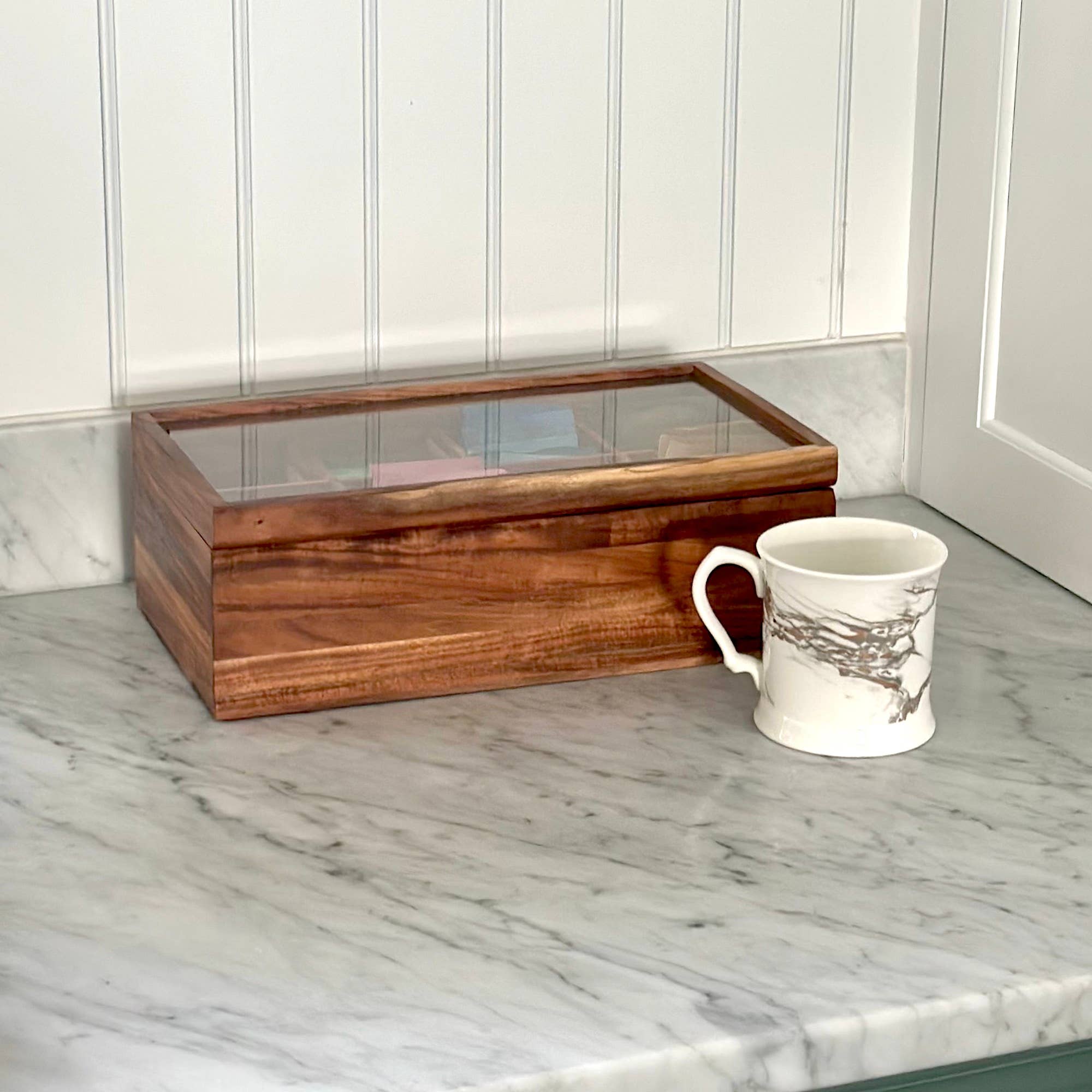 Fox Run Brands - Wholesale Cube Storage - Ironwood Cornwall Tea Box, 8 Compartments, 13.75"x7.5"x4.75"2