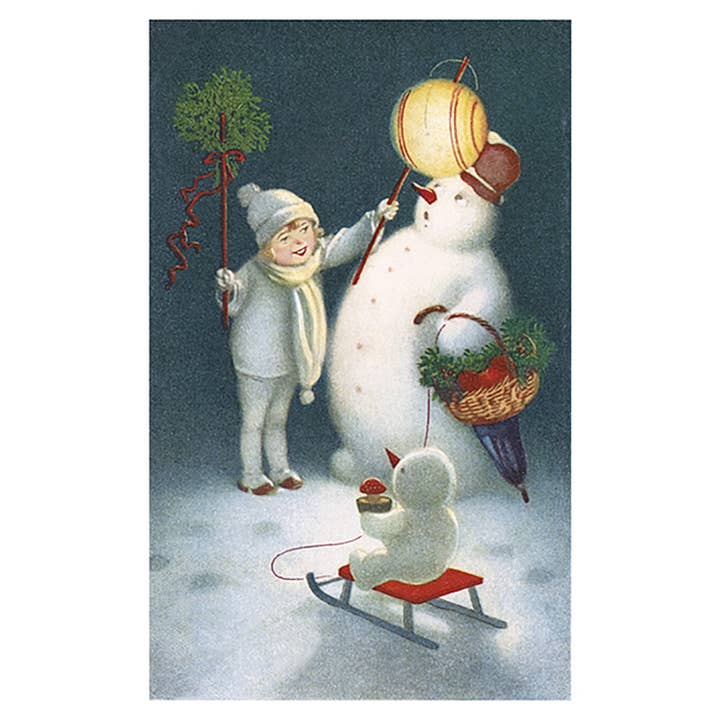 Snowman lantern postcard for wholesale by LUDOM EDITION