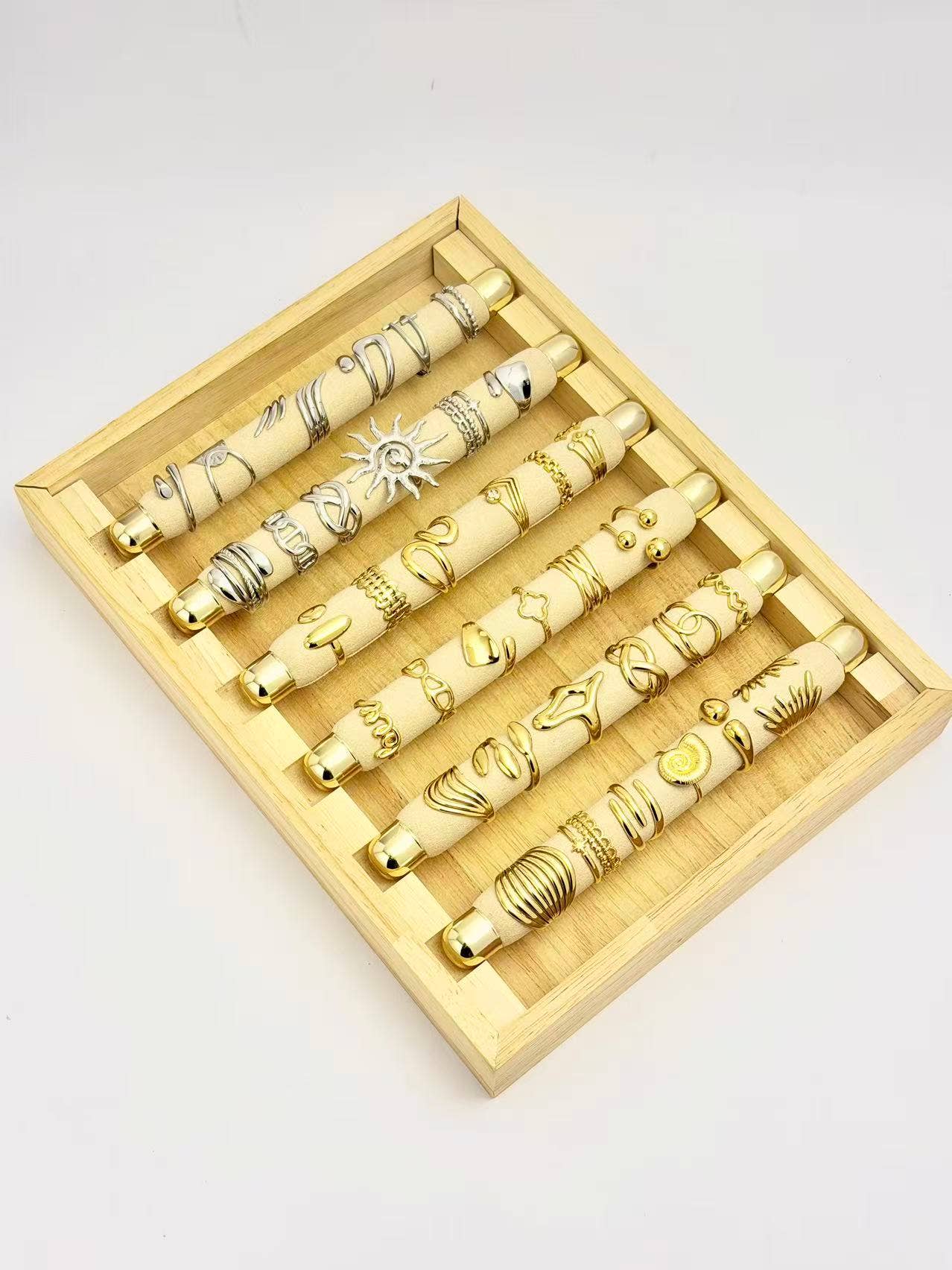 COSMOS - Wholesale Band/Stacked Ring - Set of 36 Assorted Adjustable Rings on Display0