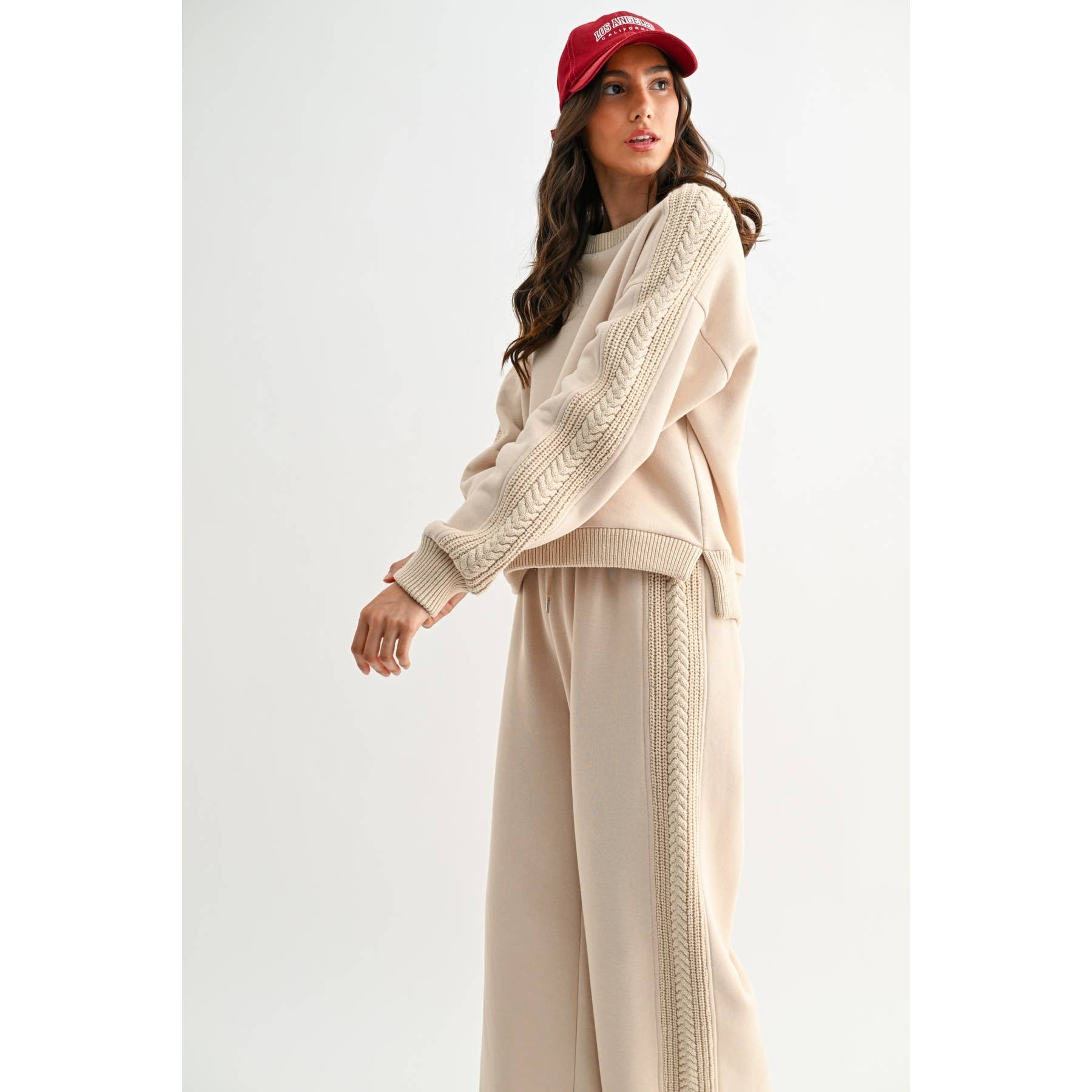 Camellia – wholesale Tops set – Women's – CS10248E CABLE KNIT TRIM OVERSIZED LOUNGE SET6