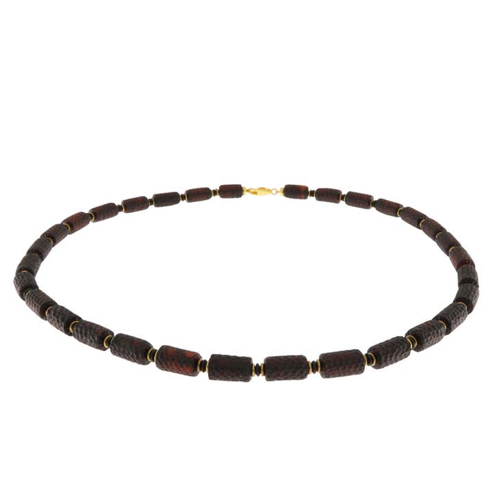 Zwarte Baltische Barnsteen Ketting 51 cm met Gouden Sluiting voor wholesale door The Natural Amber