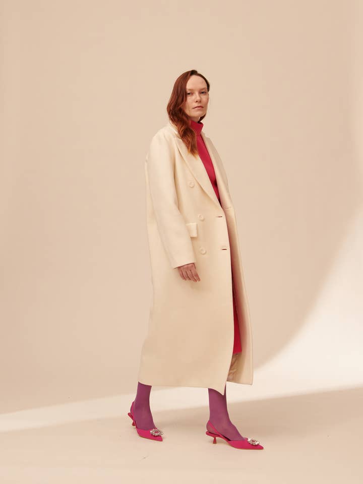 Y147 MANTEAU À DOUBLE BOUTONNAGE pour la vente par Giovanna Nicolai