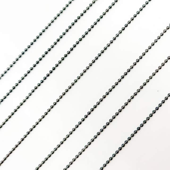 Tresor Jewelry Inc. - Wholesale Link & Chain Necklace - V111BR. Black Rhodium Sterling Silver Black Rhodium Ball Chain4
