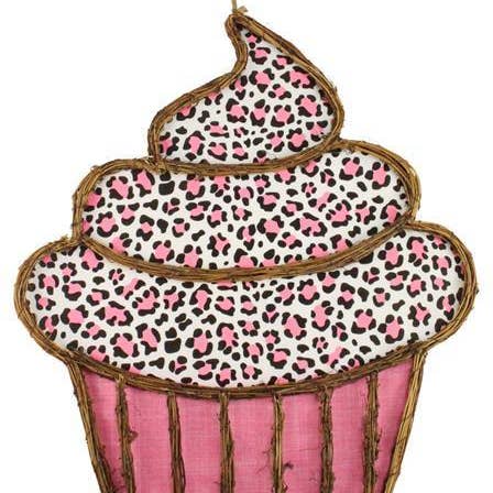 21 «Hx16.25" L Vine/Tela Cupcake Rosa/Negro/Natural KG3071 para venta al por mayor de DecoExchange