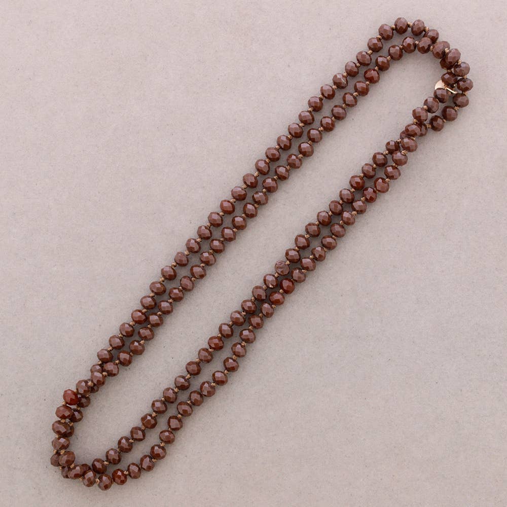 Sonata – wholesale Snap jewellery – Long Necklace with Knots and Faceted Crystal Beads 1.2M*8mm (A)3