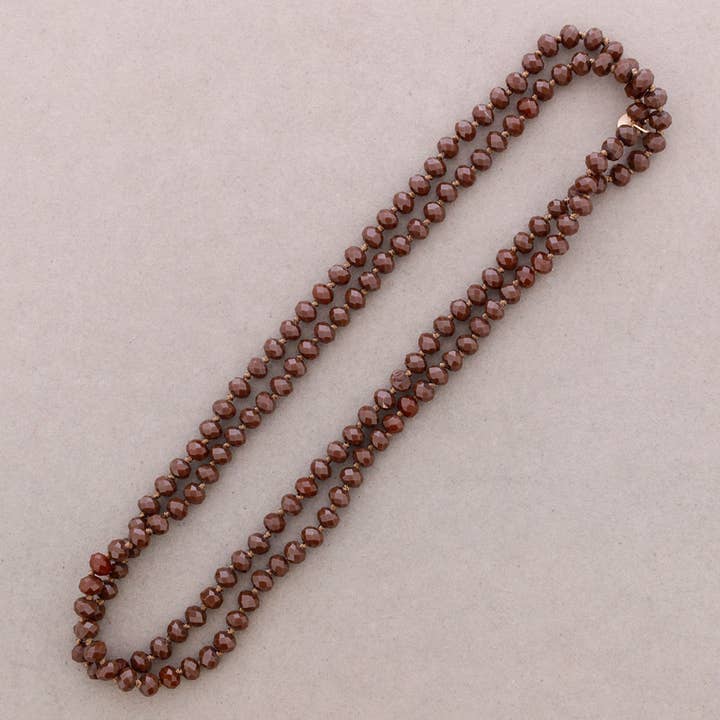 Sonata - Wholesale Snap Jewelry - Long Necklace with Knots and Faceted Crystal Beads 1.2M*8mm (A)3