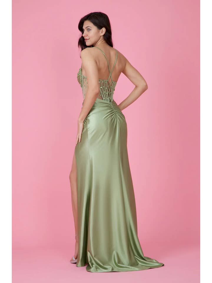 Kos Couture - Wholesale Gown - Women's - Long Beaded Formal Corset Prom Dress14