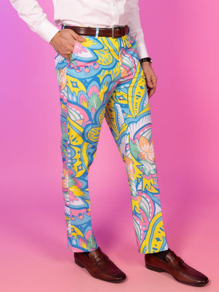 Shinesty, Inc – Engroshandel Habitbukser – Mænd – Aprilbygerne | Abstrakte Paisley Jakkesætsbukser
