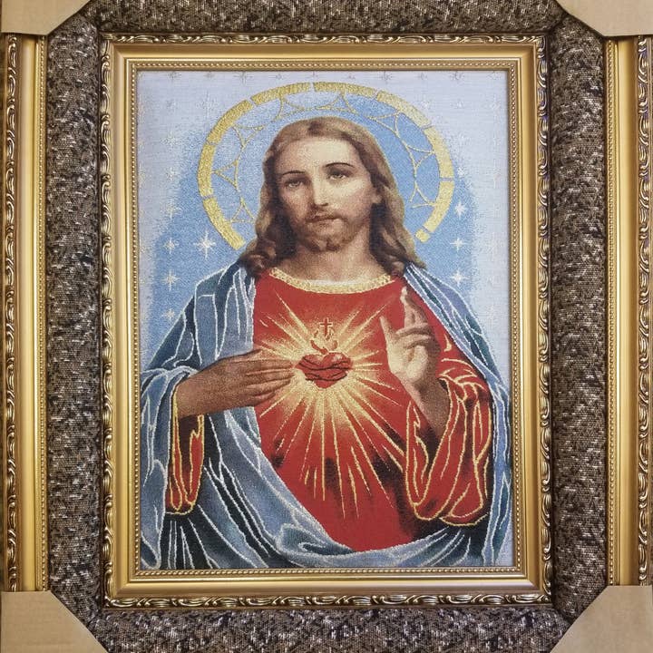 Arazzo intessuto in cornice: Sacro Cuore di Gesù—_ per la vendita all'ingrosso da parte di Tobin Tate
